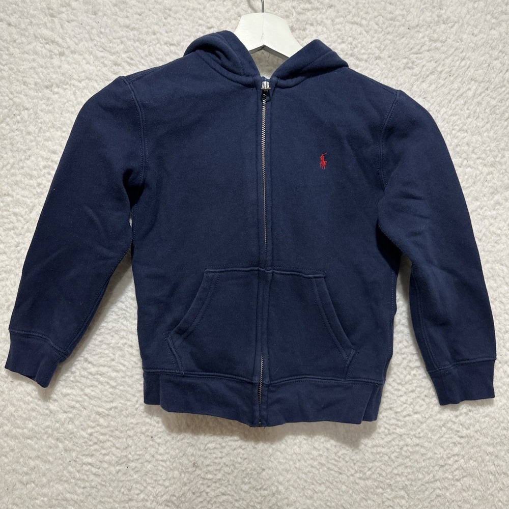Polo Ralph Lauren Toddler Navy Blue Full‎ Zip Up Hoodie Sweatshirt Size 7